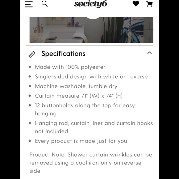 🍋🩷Society6 • Matisse shower curtain • NWOT - Picture 2 of 3